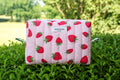 Sweet Strawberries on Pink Large Makeup Bag