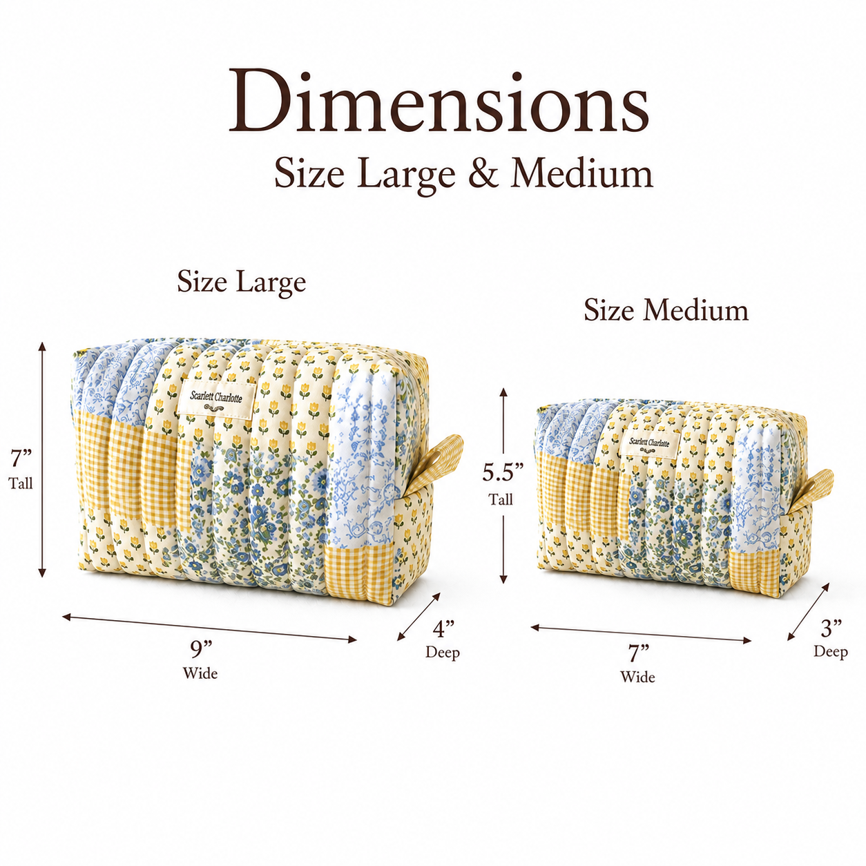 Blue & Yellow Floral Patchwork Large Make-up Bag