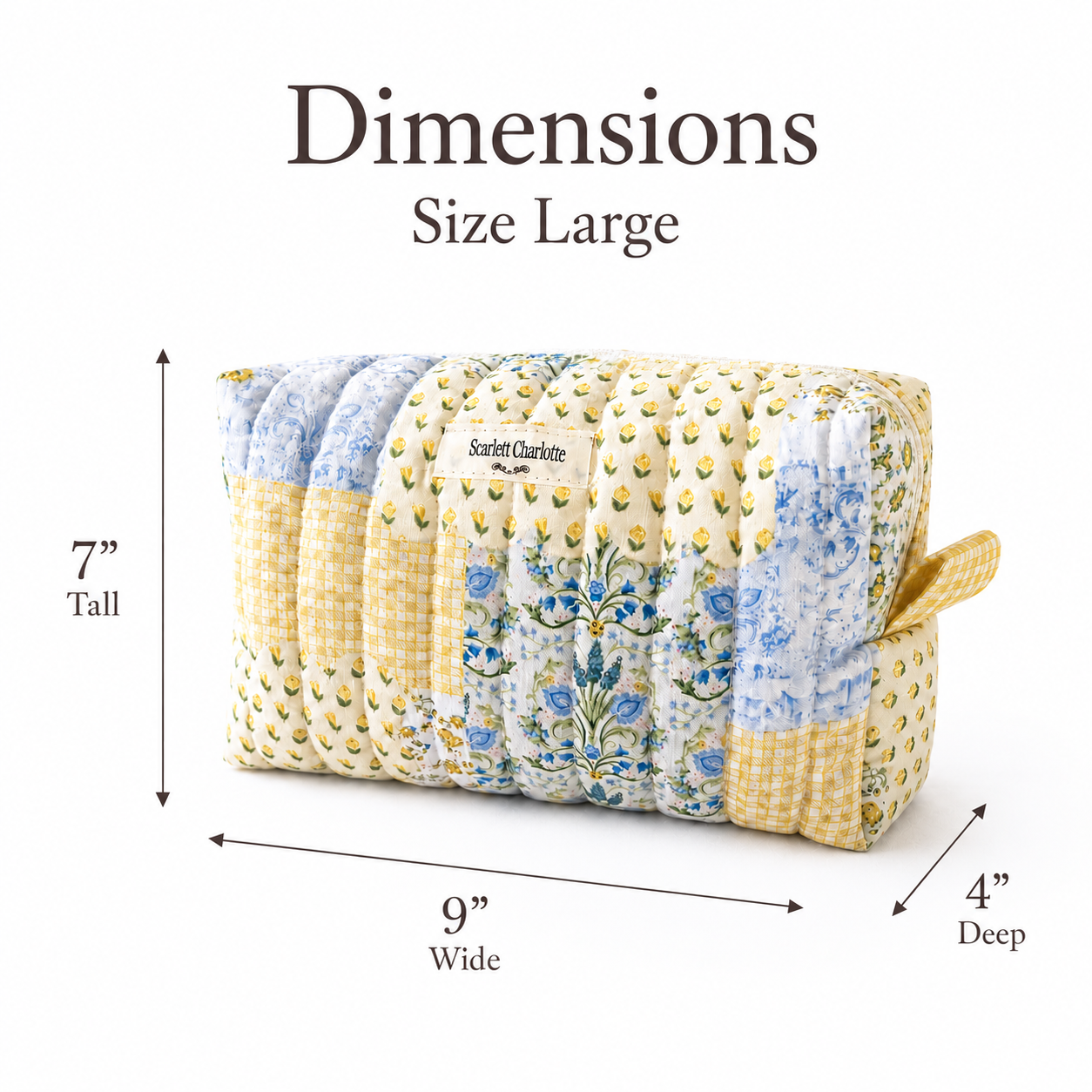 Blue & Yellow Floral Patchwork Large Make-up Bag