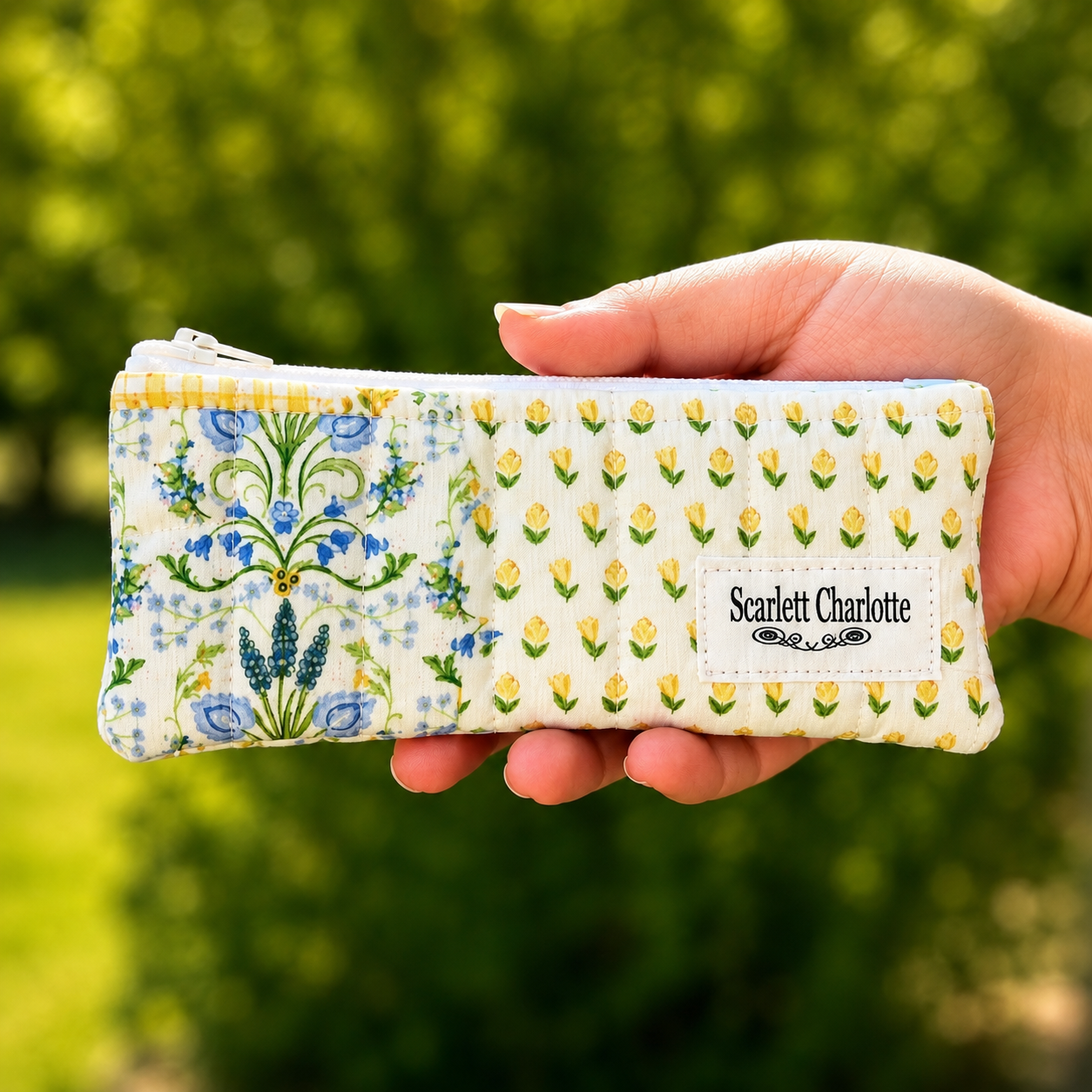 Blue & Yellow Floral Patchwork Pencil Case