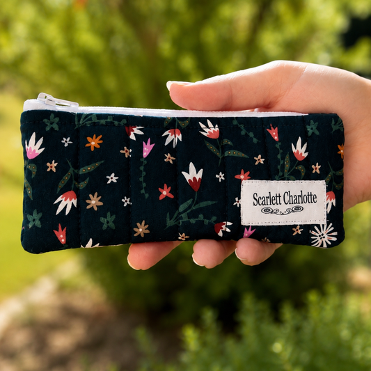 Dark Green Wildflower Pencil Case