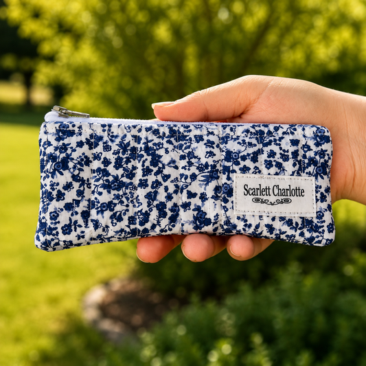 Blue & White Ditsy Floral Pencil Case
