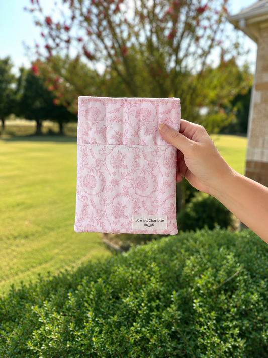 Cottage Pink Chinoiserie Quilted E-Reader and Book Sleeves
