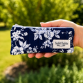 Deep Indigo & Porcelain Blooms Pencil Case