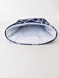 Deep Indigo Blue With Porcelain Flowers Large Makeup Bag