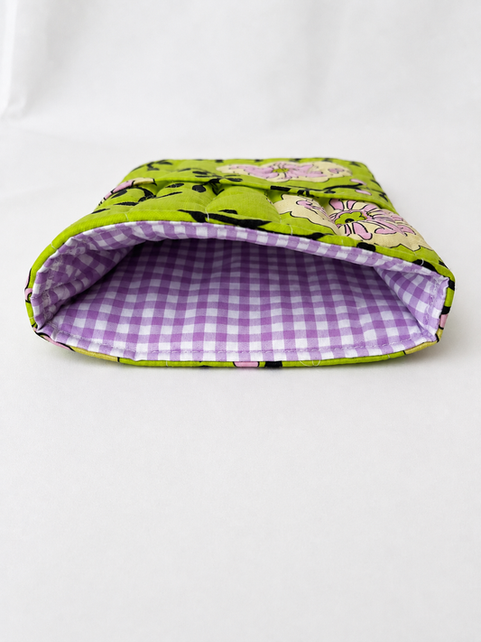 Lime & Pink Passion Vine Quilted E-Reader and Book Sleeves