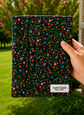 Multi-Colored Ditsy Florals On Black Quilted E-Reader & Book Sleeves