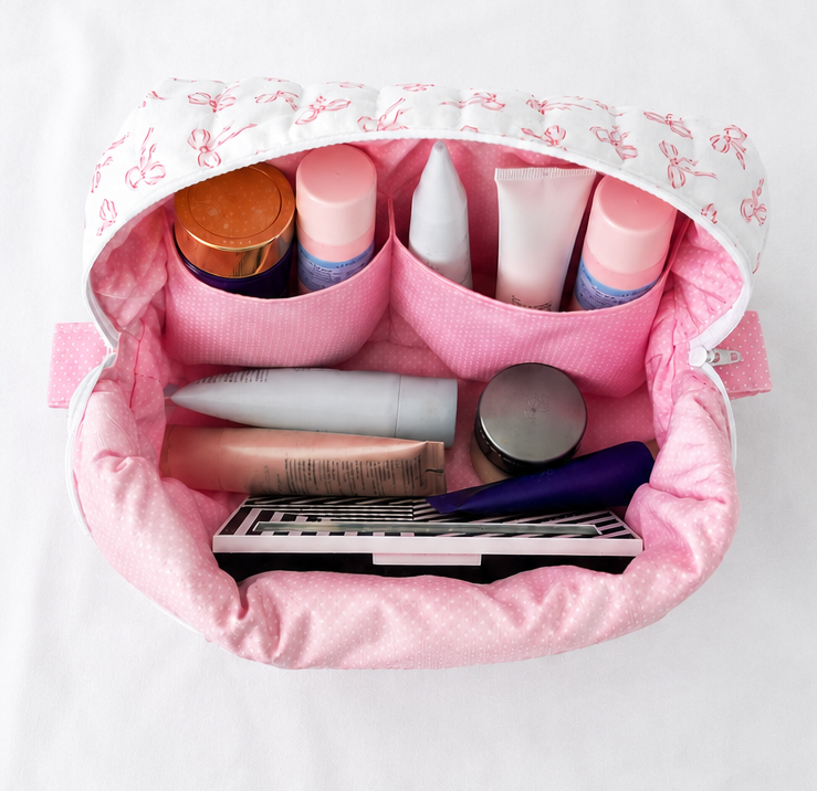 Small Pink Bows Large Make-up Bag