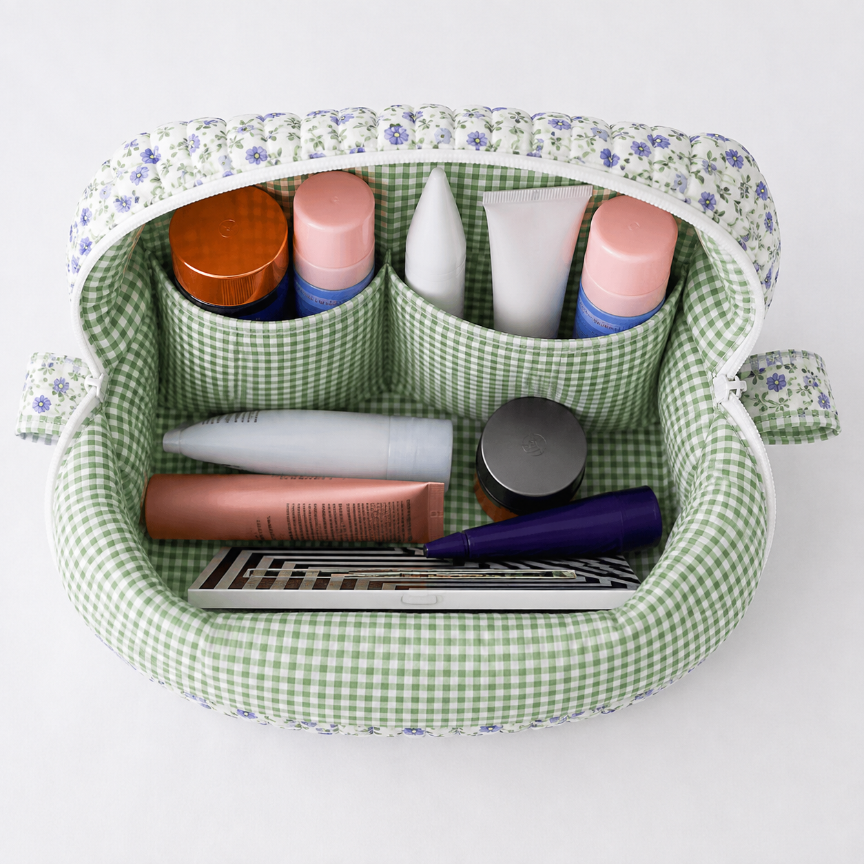 Delicate Purple Floral Large Makeup Bag