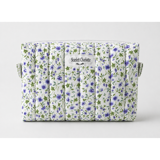 Delicate Purple Floral Large Makeup Bag