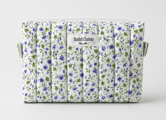 Delicate Purple Floral Large Makeup Bag