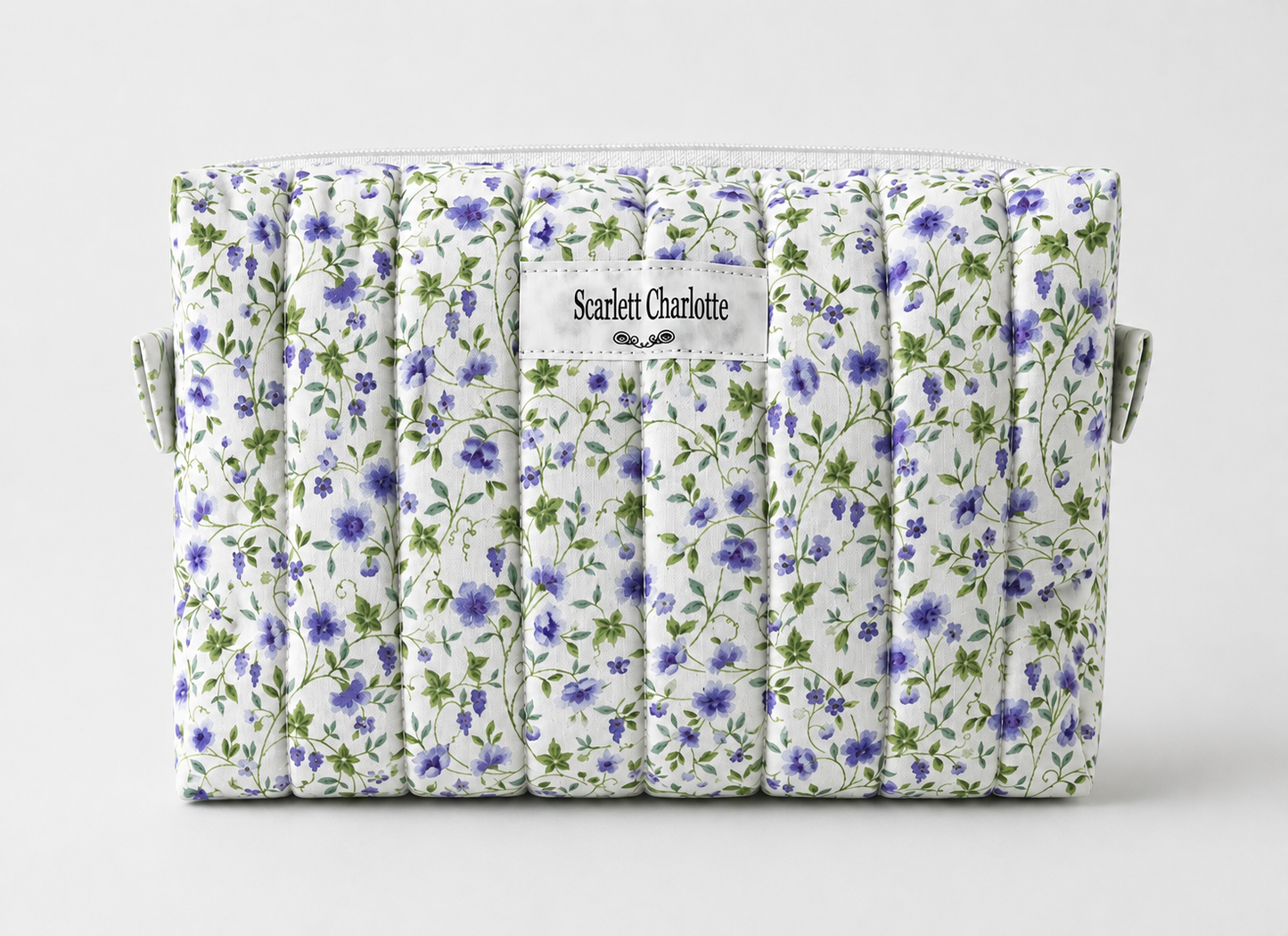 Delicate Purple Floral Large Makeup Bag