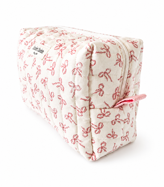Small Pink Bows Large Make-up Bag
