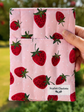 Sweet Strawberries On Pink Quilted E-Reader and Book Sleeves